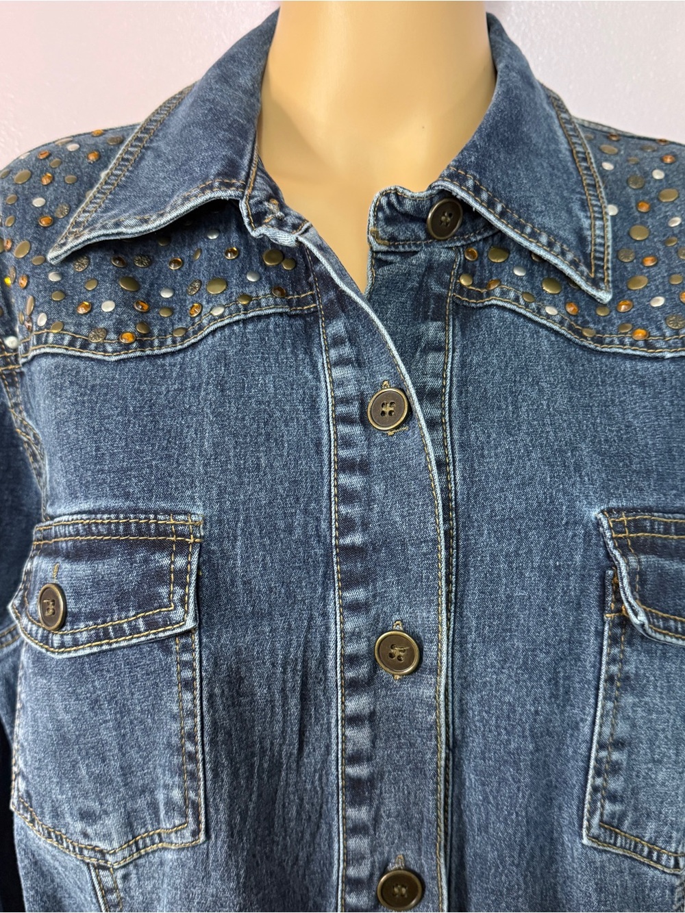 VINTAGE blue denim women’s button up shirt dress